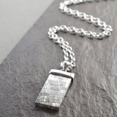 Silver Tipped Meteorite Necklace - Name My Jewellery