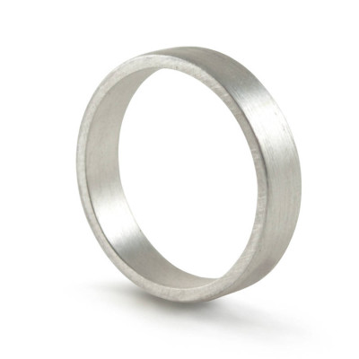 Silver Wedding Band Ring Hand Forged Flat Fit - Name My Jewellery