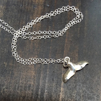 Silver Whale Tail Pendant Necklace - Name My Jewellery