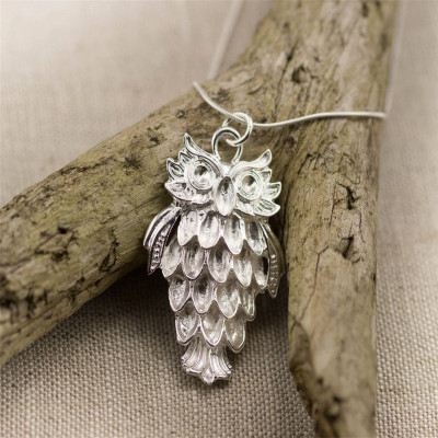 Silver Wise Owl Pendant - Name My Jewellery