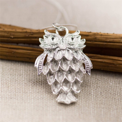 Silver Wise Owl Pendant - Name My Jewellery