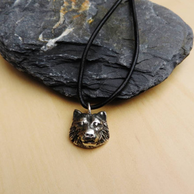Silver Wolf Head Necklace - Name My Jewellery