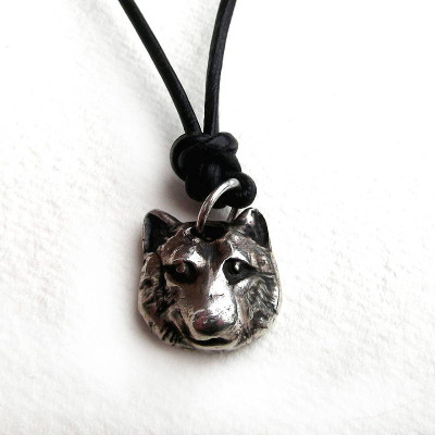 Silver Wolf Head Necklace - Name My Jewellery