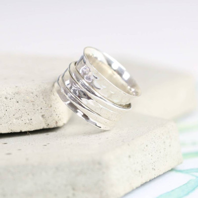 Sterling Silver Hammered Effect Spinning Ring - Name My Jewellery