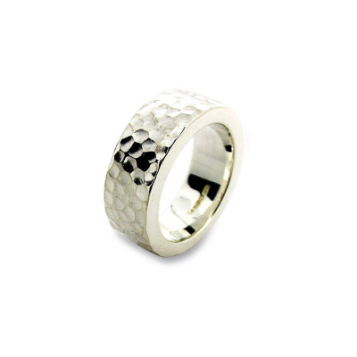 Sterling Silver Hammered Ring - Name My Jewellery