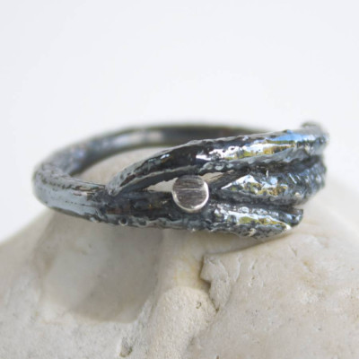 Handmade Sterling Silver Mens Woodland Branch Ring - Name My Jewellery