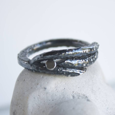 Handmade Sterling Silver Mens Woodland Branch Ring - Name My Jewellery