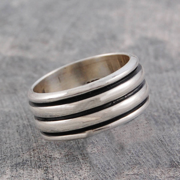 Mens Sterling Silver Spinning Ring - Name My Jewellery