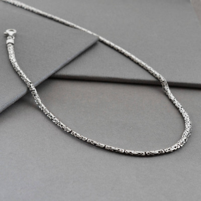 Sterling Silver Oval Borobudur Necklace - Name My Jewellery