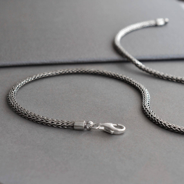 Sterling Silver Oval Snake Necklace - Name My Jewellery