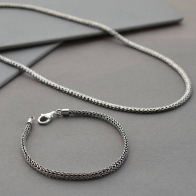 Sterling Silver Oval Snake Necklace - Name My Jewellery