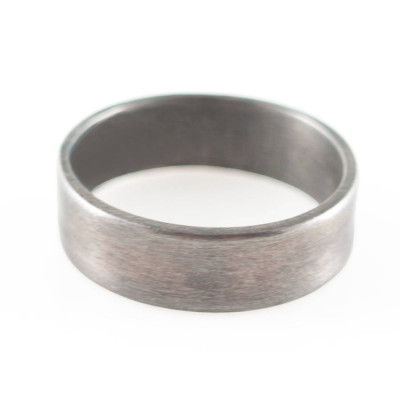 Sterling Silver Oxidized Flat Wedding Band Ring - Name My Jewellery