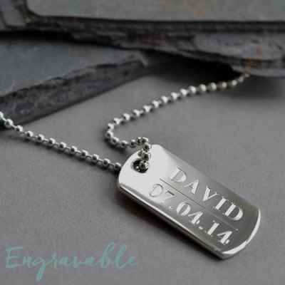 Sterling Silver Solid Dog Tag Necklace - Name My Jewellery