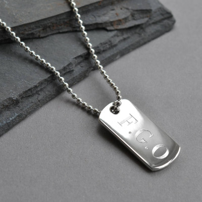 Sterling Silver Solid Dog Tag Necklace - Name My Jewellery