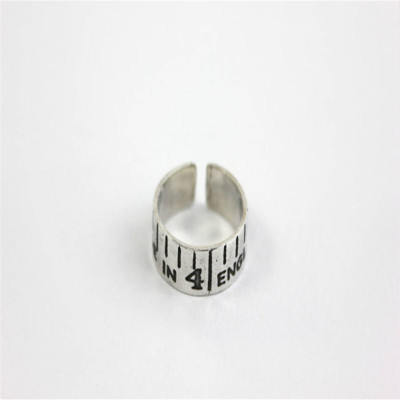 Etched Silver Vintage Style Tape Measure Ring - Name My Jewellery