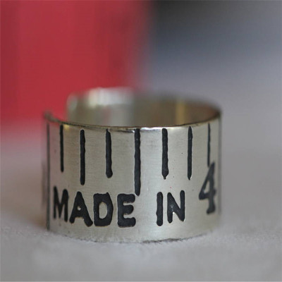 Etched Silver Vintage Style Tape Measure Ring - Name My Jewellery