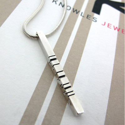 Thin Silver Barcode Pendant - Name My Jewellery