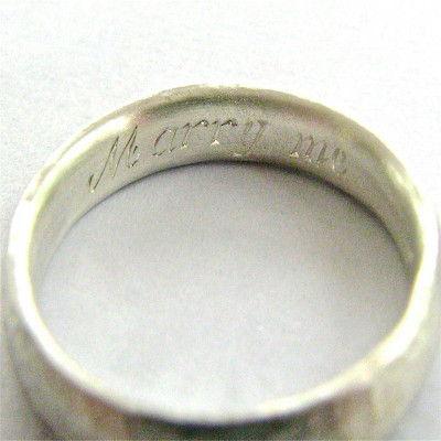 Thin Sterling Silver Hammered Ring - Name My Jewellery