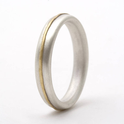 Thin Sterling Silver Ring With 18ct Yellow Gold Detail - Name My Jewellery