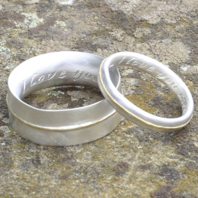Thin Sterling Silver Ring With 18ct Yellow Gold Detail - Name My Jewellery