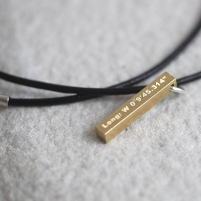 Tiny Leather And Raw Brass Coordinate Necklace - Name My Jewellery