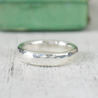 Unisex Hammered Sterling Silver Ring - Name My Jewellery