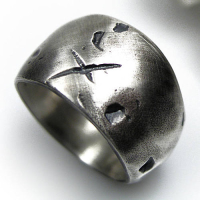 Rustic Wide Silver Gnarled Ring - Name My Jewellery