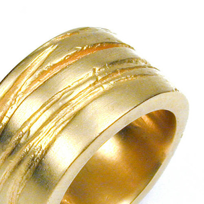 Wide Silver Texture Bound Ring In 18ct Gold Plated - Name My Jewellery